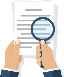 Magnifying glass over document